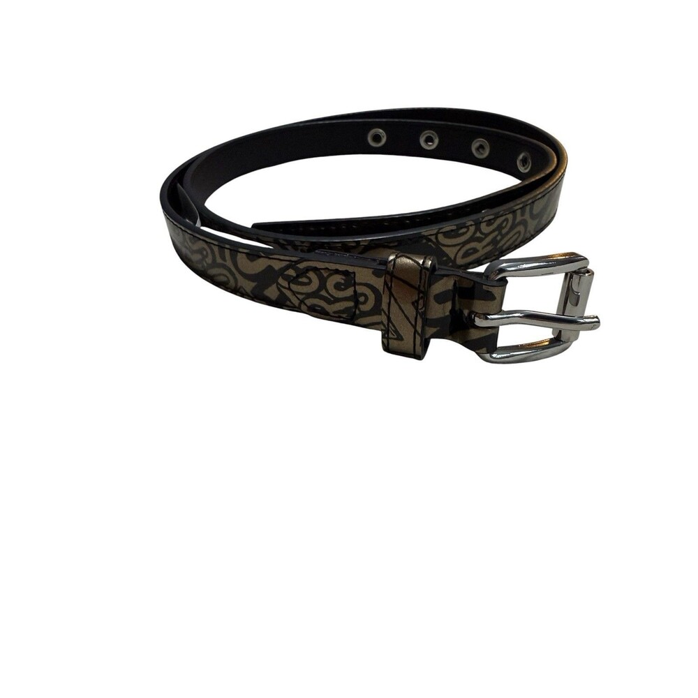 Circus By Sam Edelman Graphic Print Skinny Belt Black Gold Size M NWT
